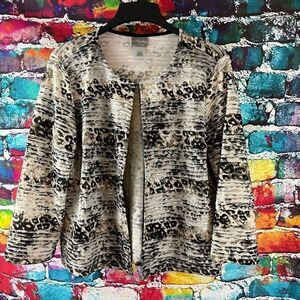 Travelers Collection by Chico's Animal Print Stretch Cardigan Size 2